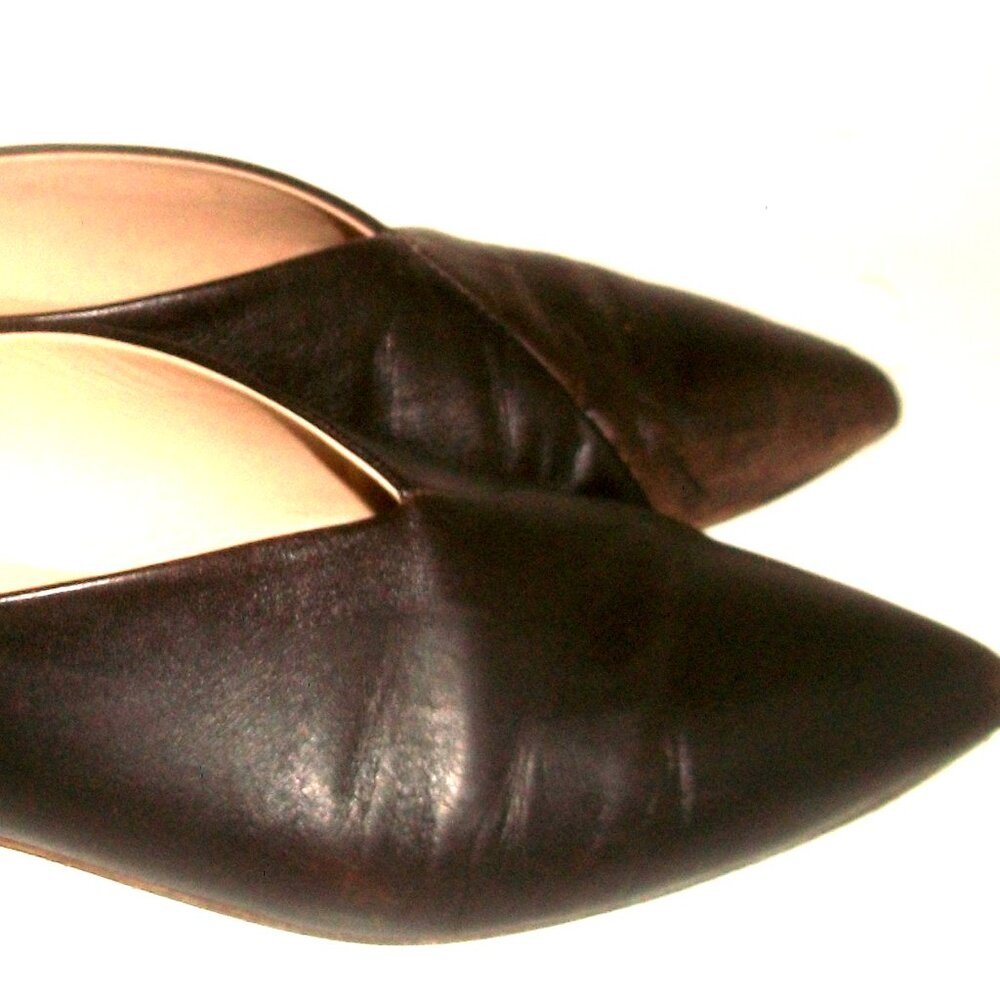 SUNDANCE Dark Brown Leather Pointy Toe Flats 39M 9M